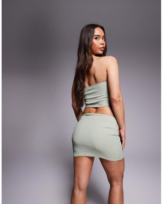 Missy Empire Gray Textured Slinky Starfish Metal Trim Mini Skirt Co-Ord