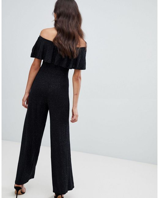 bardot frill jumpsuit