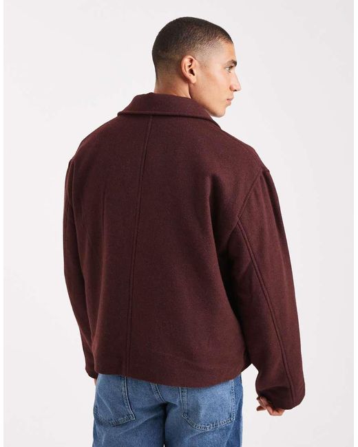 ASOS Harrington Jack Met Wollook in het Purple voor heren