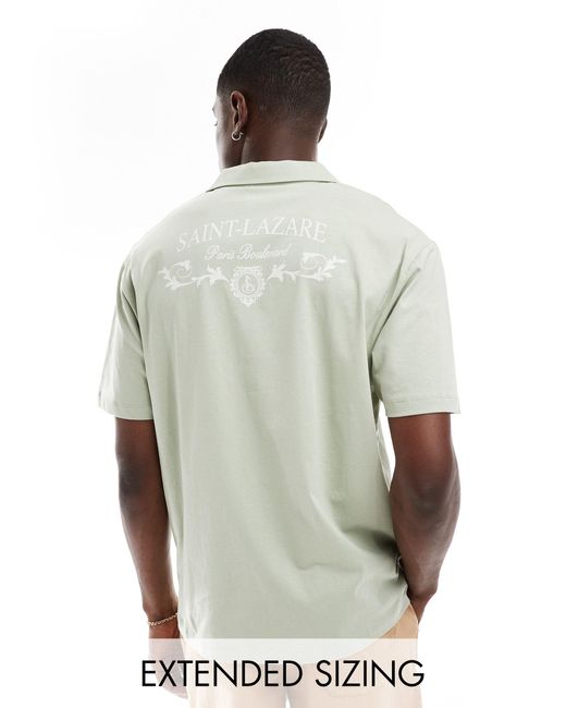 ASOS Green Oversized Polo With Back Print for men