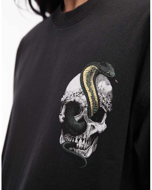 AllSaints Black Etta Snake Skull Graphic Tee