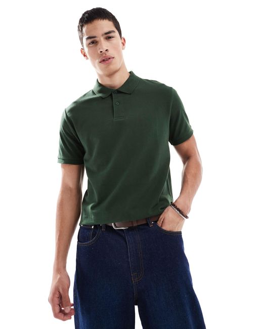 ASOS Green Pique Polo for men