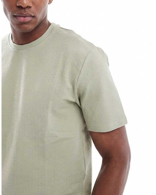 Only & Sons Green Short Sleeve Waffle T-shirt Co-ord for men
