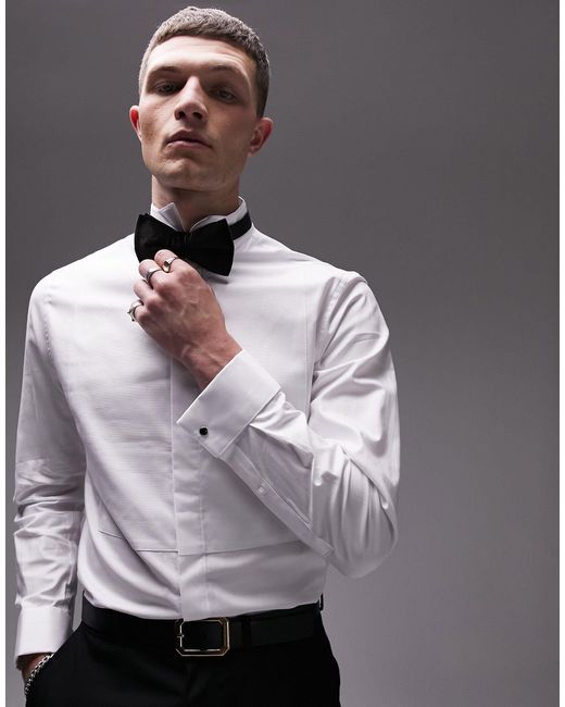 TOPMAN Premium Wing Collar Slim Formal Shirt in Black for Men | Lyst Canada