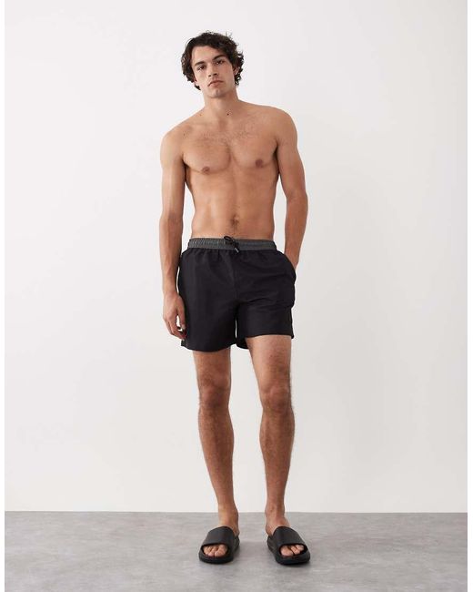 River Island Black Colour Block Swim Shorts for men