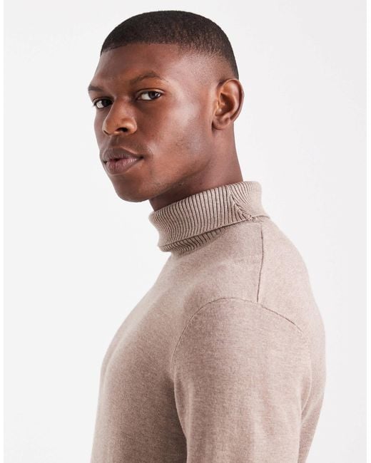 Threadbare Natural Roll Neck Jumper for men