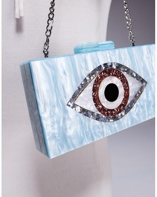 River Island White Eye Detail Clutch Bag
