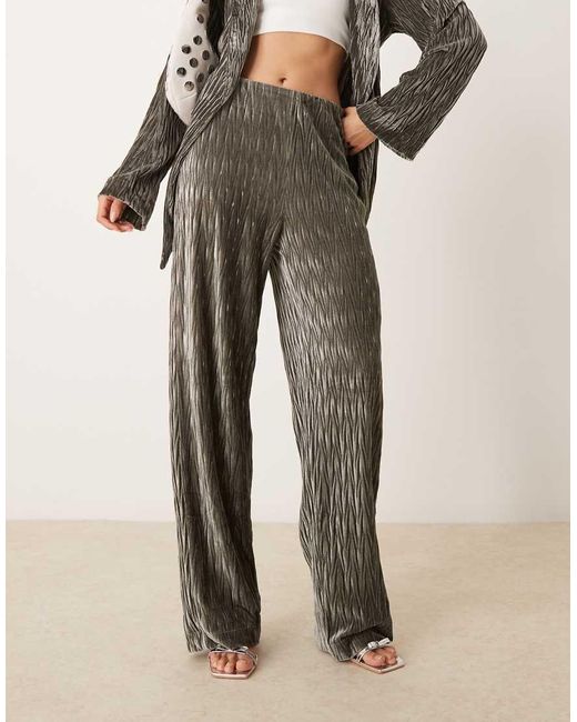 Y.A.S Natural High Waisted Textured Velvet Trousers Co-Ord