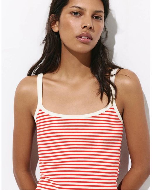 Pull&Bear Red Striped Strappy Top