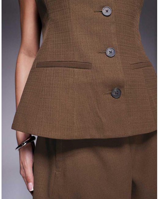 ASOS Gilet Met Peplum in het Brown