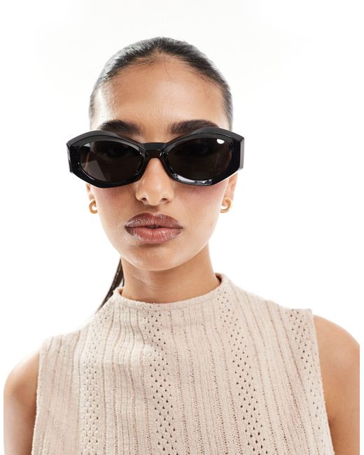 Versace Brown – sechseckige, schmale sonnenbrille