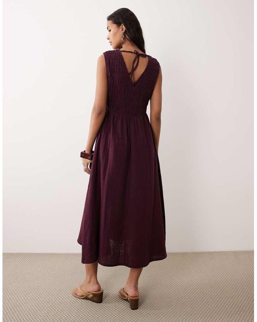 Nobody's Child Red Audrey Ruched Detail Midaxi Dress