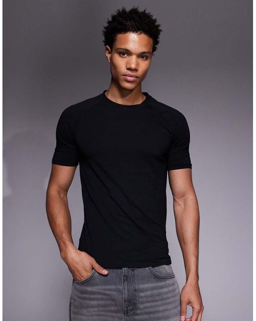 River Island Gray Muscle Fit Technical T-shirt for men