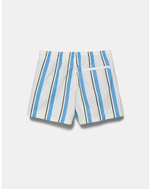 Pull&Bear Blue Striped Swimming Trunks for men
