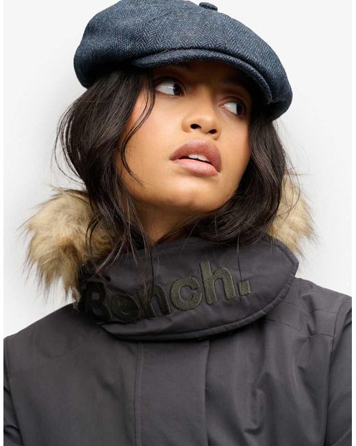 Bench x Superdry & Co Blue Faux Fur Hooded Windcheater Jacket