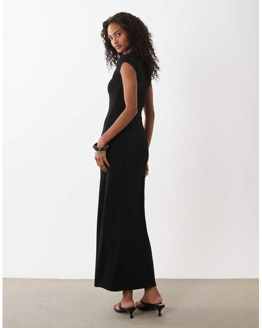 ASOS Black Seam Detail Short Sleeve Midi Dress