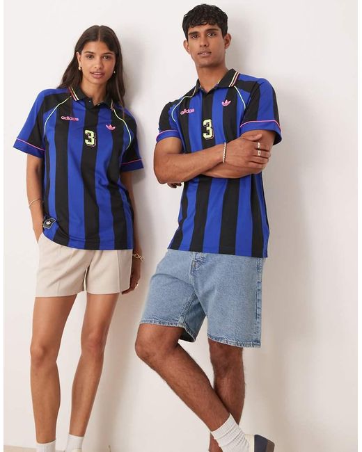 Adidas Originals Blue Unisex Jacquard Striped Jersey