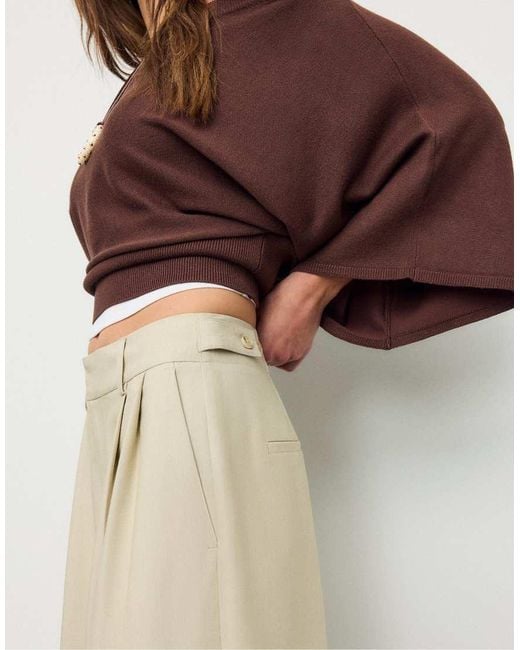 Stradivarius Natural Adjustable Super Wide-leg Trousers