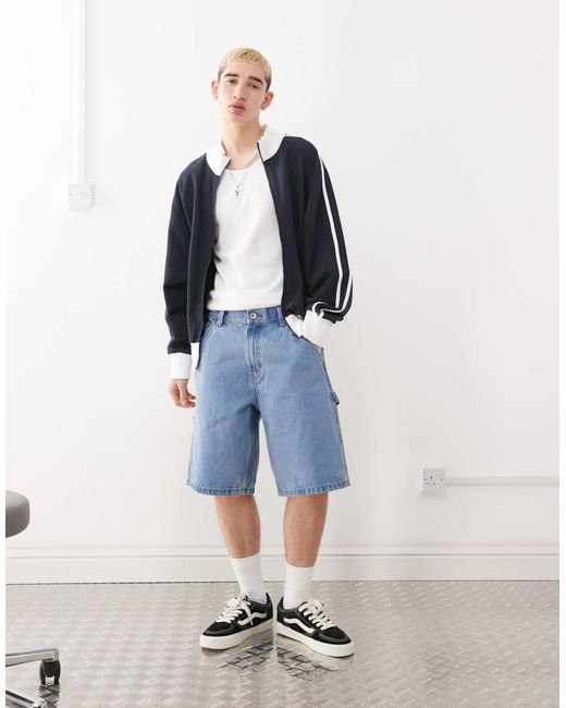 Drill chore - short ample en jean - délavé Vans pour homme en coloris White