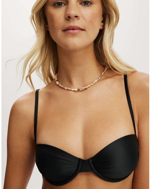 Cotton On Natural Gathered Thin Strap Balconette Bikini Top