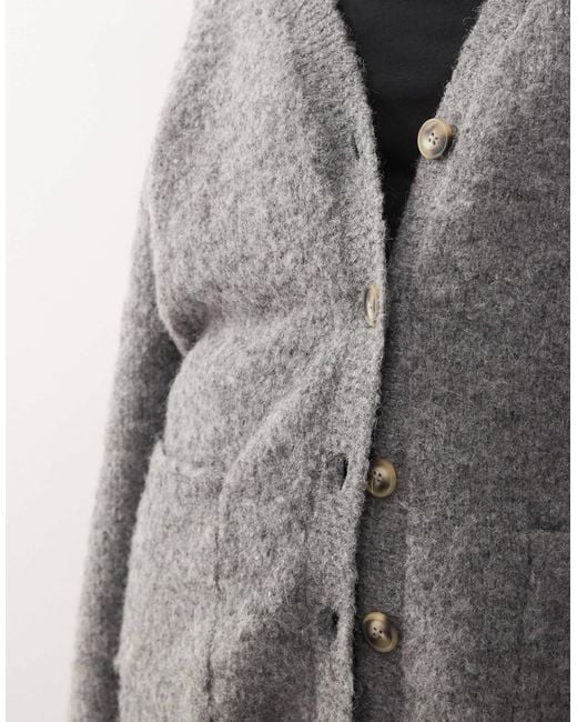 Noisy May Gray Oversized Knitted Cardigan