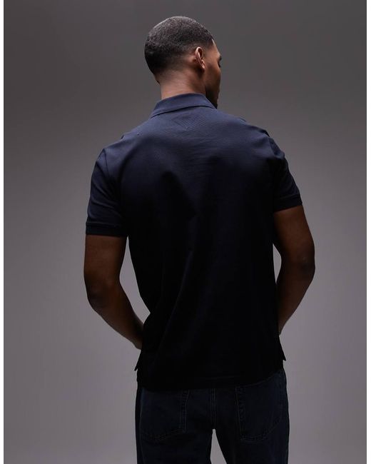 Tommy Hilfiger Blue Graphic Embroidered Chest Logo Polo T-shirt for men