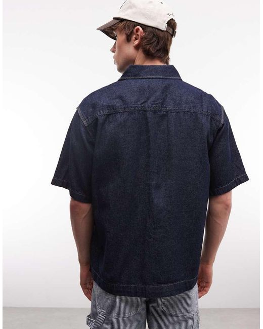 Dickies Blue Short Sleeve Denim Shirt for men