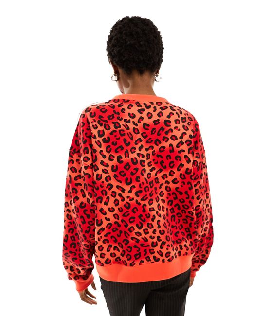 Adidas Originals Red Leopard Luxe Sweatshirt