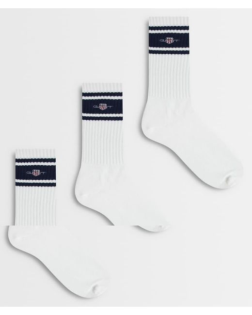 Gant White 3 Pack Shield Logo Sport Socks for men