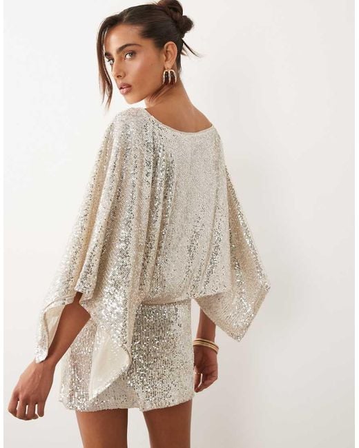 ASOS Natural Sequin Cape Top