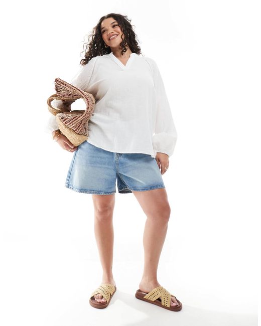 ONLY White – bluse aus dünnem, weitmaschig gewebtem baumwollstoff