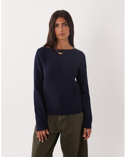 Pull col bateau Mango en coloris Blue