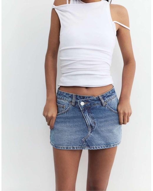 Pull&Bear Blue Denim Crossover Skort