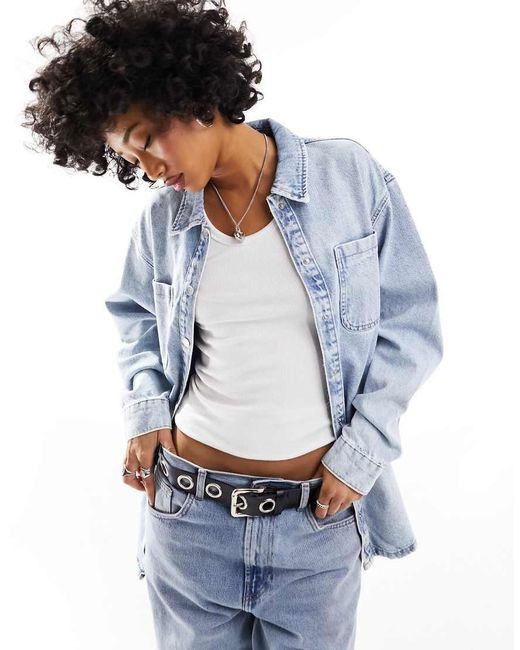 Noisy May Blue Denim Shacket