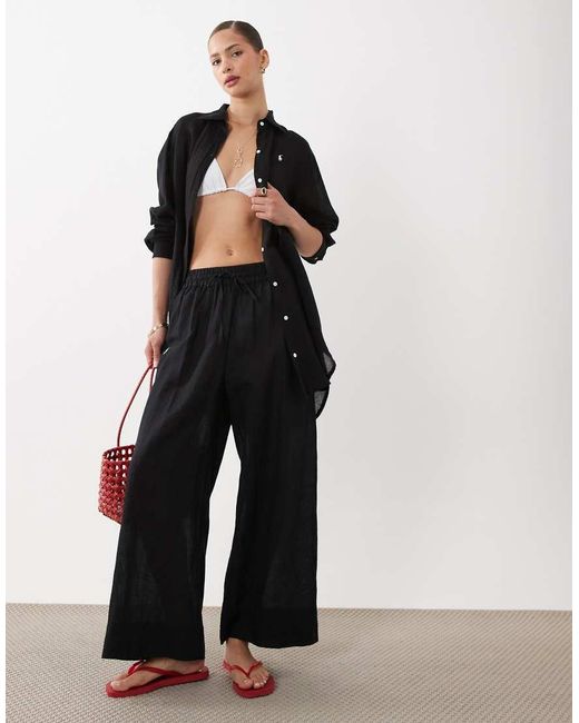 Polo Ralph Lauren Black Oversized Cotton Linen Boyfriend Shirt