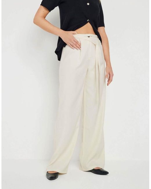 Long Tall Sally White Tie Wide Leg Trousers