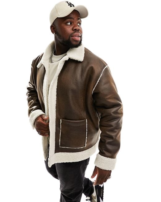 Shearling jacket mens asos sale