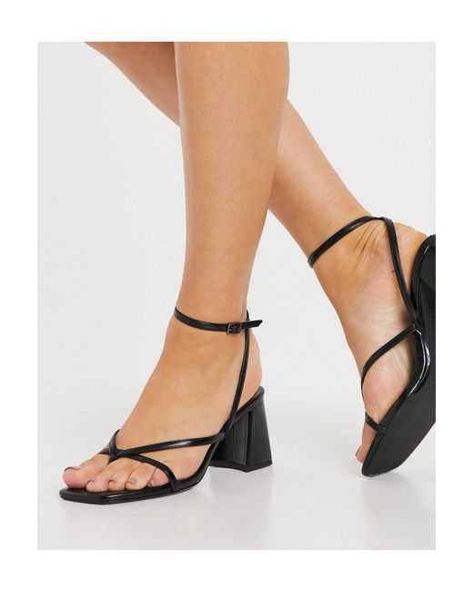 Bershka Sandalen Met Halfhoge Hak En Vierkante Neus in het Zwart | Lyst NL