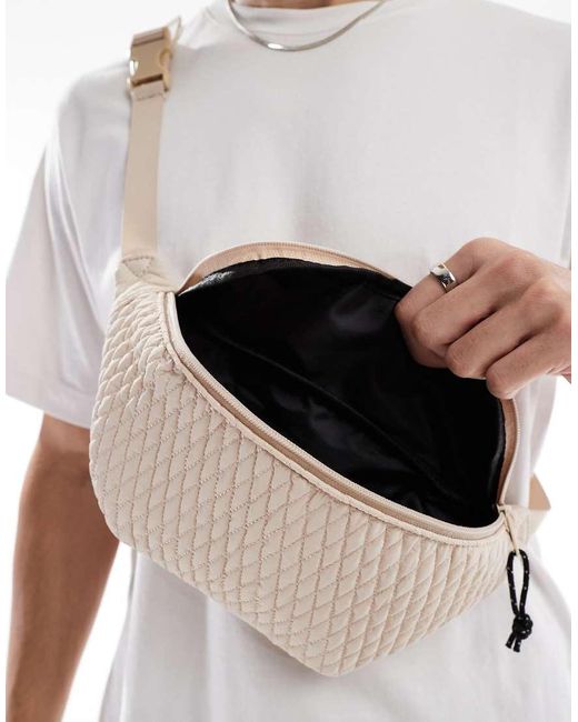 ASOS White Nylon Quilted Bumbag for men