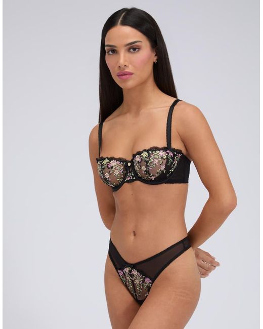 Boux Avenue Multicolor Zinnia Embroidered Balconette Bra Floral Unpadded Lingerie