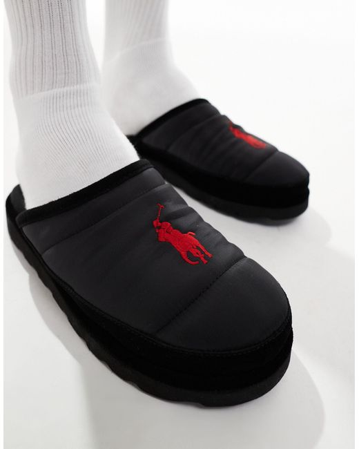 Chaussons matelassés avec logo Polo Ralph Lauren pour homme en coloris Black