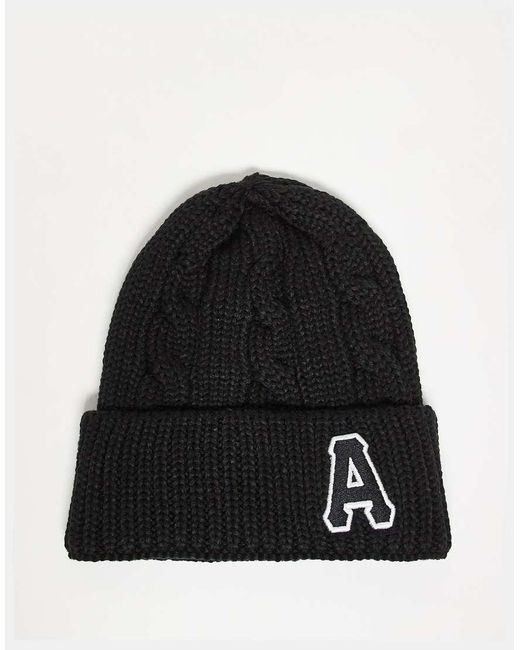 Aape By A Bathing Ape Black Aape By A Bathing Ape Cable Knitted Beanie