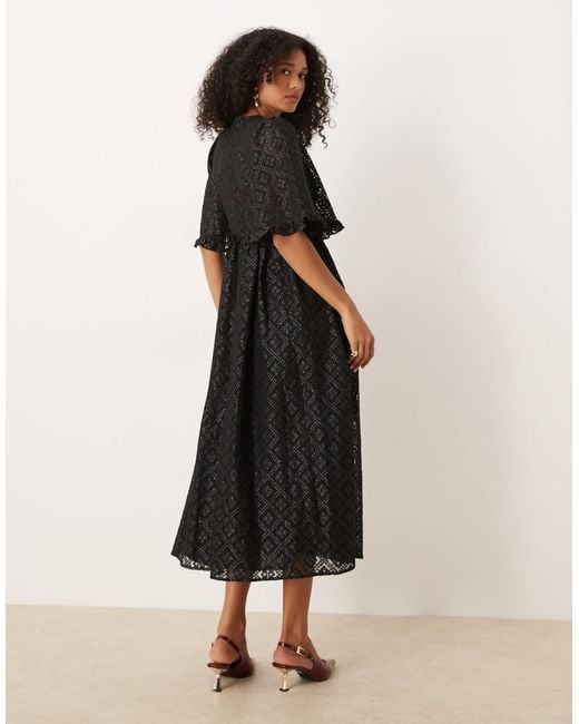 Sister Jane Black Lace Bell Sleeves Midaxi Dress
