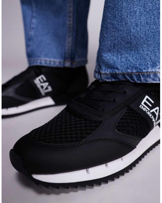 EA7 Blue Armani Logo Trainers for men