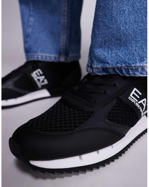 EA7 Blue Armani Logo Trainers for men