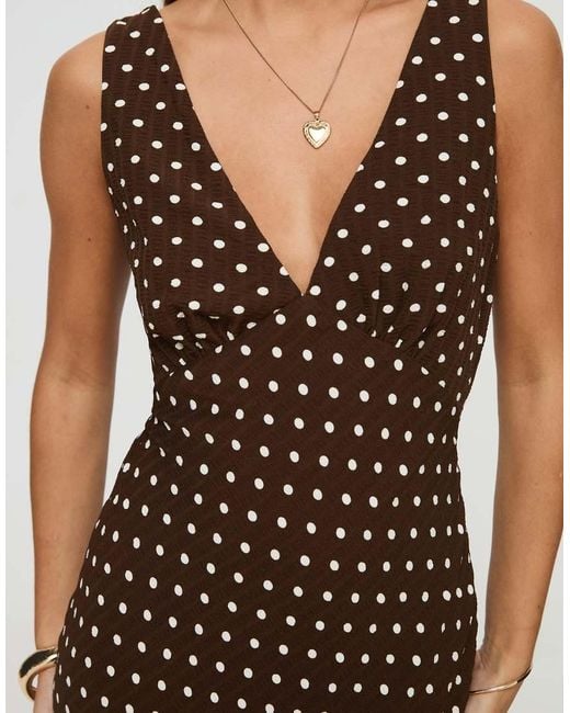 Princess Polly Brown Nellie Deep V Tie Detail Maxi Slip Dress