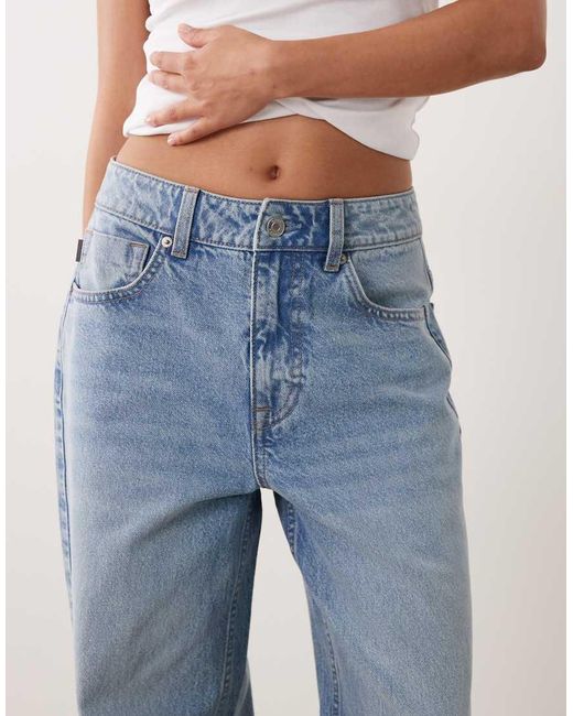 ASOS Blue Asos Design Petite Straight Wide Leg Jeans