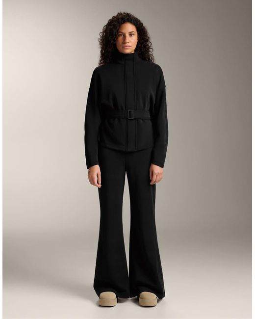 Oysho Black Super High-Rise Flare Trousers With Brushed Modal