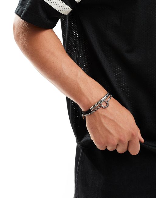 Icon Brand Black Wrapped Combo Bracelet Set for men