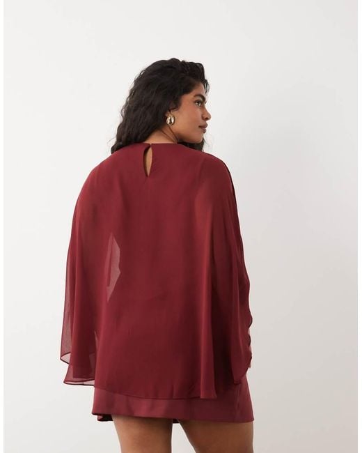 Forever New Red Chiffon Cape Detail Mini Dress